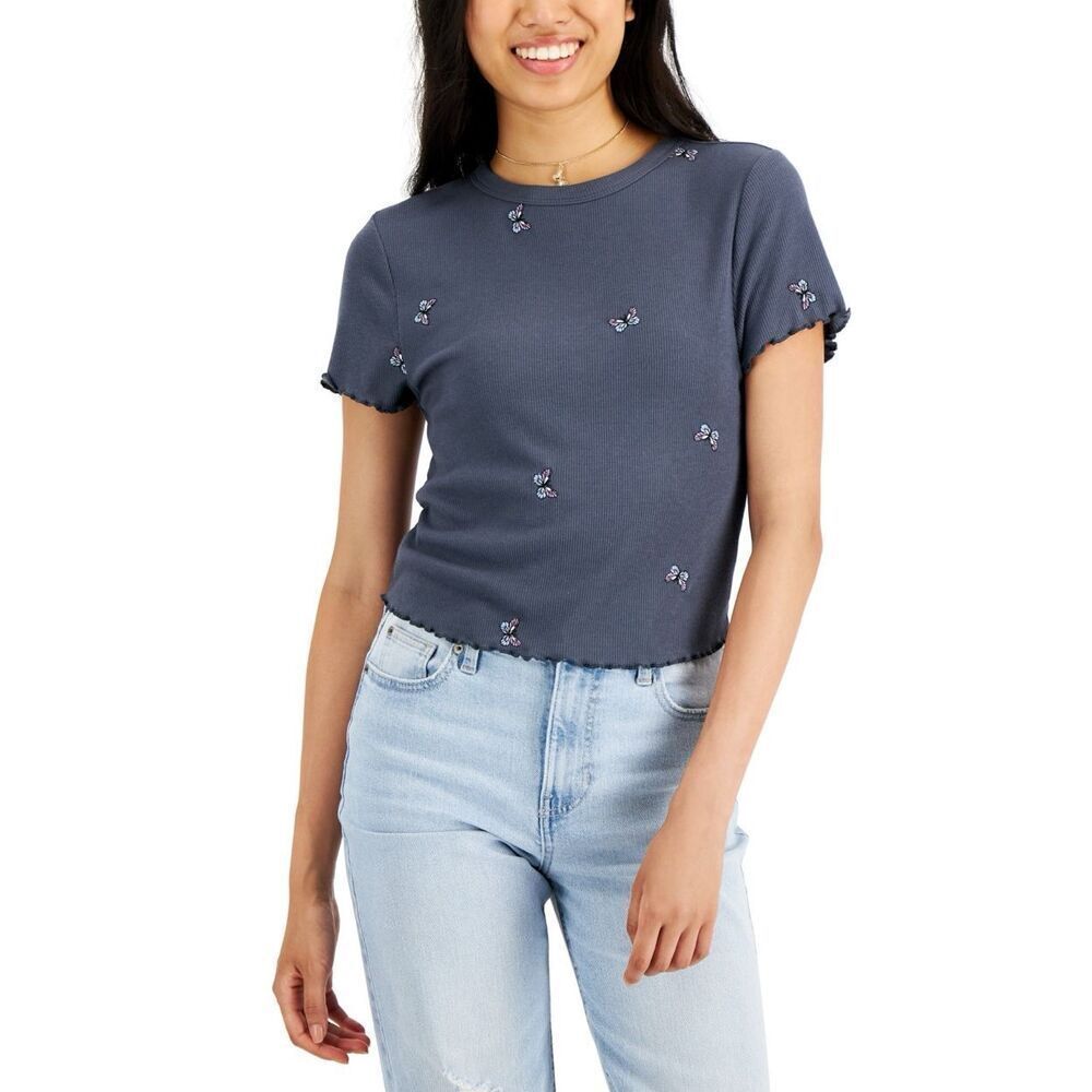 Rebellious One Juniors' Embroidered T-Shirt size large